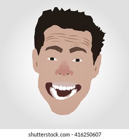 Vector illustration. Cartoon funny face with big toothy smile