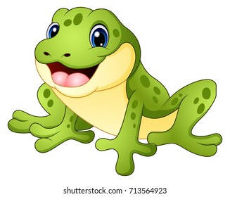 Vector illustration of Cartoon funny frog 