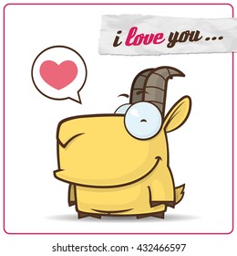 Vector illustration of cartoon funny goat.