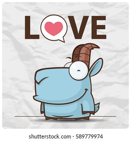Vector illustration of cartoon funny goat.