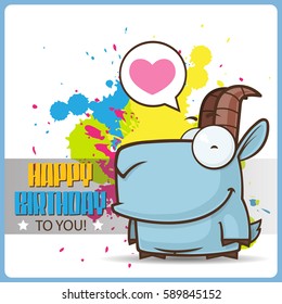 Vector illustration of cartoon funny goat.