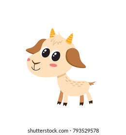Ilustração vetorial de desenho animado cabra engraçada isolado no fundo branco. De pé bonitinho, cabra engraçado, personagem animal usado para revista, livro, cartaz, cartão, páginas da web.