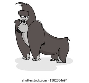 Vector illustration of Cartoon funny gorilla