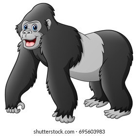 Vector illustration of Cartoon funny gorilla