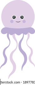 Vector illustration of cartoon funny jellyfish isolated on white background Cute animal sea animal character used for magazine book poster card children invitation web pages