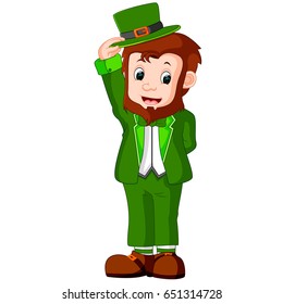 vector illustration of Cartoon funny leprechaun
