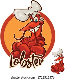 vector illustration of cartoon funny red lobster