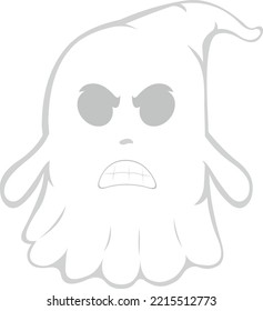 Vector illustration of a cartoon ghost with an angry expression