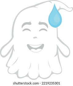 Vector illustration of a cartoon ghost with an embarrassed expression and drop of sweat on his head