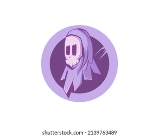 vector illustration of cartoon ghost icon with purple color
