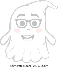 Vector illustration of a cartoon ghost with nerd glasses