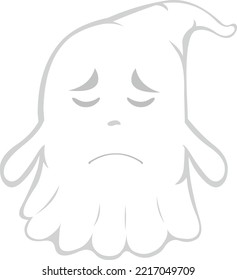 Vector illustration of a cartoon ghost with a sad expression