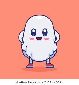Vektorgrafik des Cartoon Ghost, der seine Schuhe zeigt.