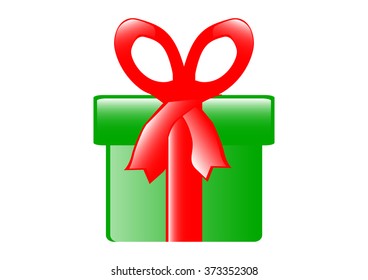 The vector illustration of the cartoon gift isolated in the white background