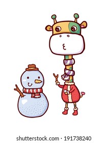 Vector illustration of Cartoon Giraffe