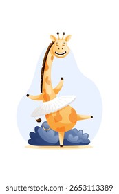 ilustração vetorial de uma girafa de desenho animado em um tutu de balé