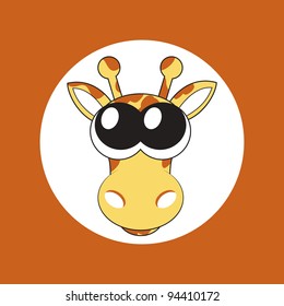 Vector illustration of cartoon giraffe with big cute eyes