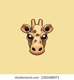 Vector illustration of a cartoon giraffe face with a sad icon concept logo, black and white vector illustration, vector stock image, giraffe icon, symbol