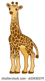 Vector illustration with cartoon giraffe isolated on white
