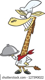 A vector illustration of cartoon giraffe wearing a chef uniform