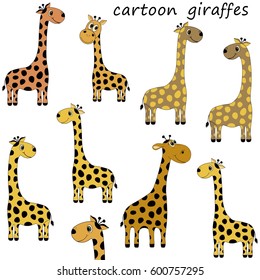 Vector illustration with cartoon giraffes on white background