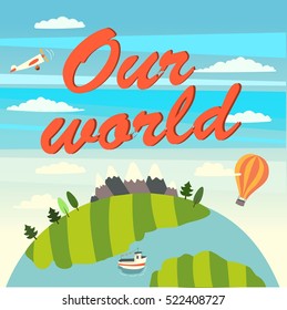 Vector illustration. Cartoon globe.