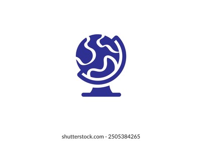Vector illustration of cartoon globe in minimalist style for logo	