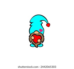 Vector illustration of a cartoon gnome with a cap