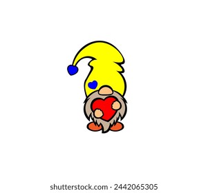 Vector illustration of a cartoon gnome with a cap
