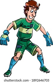 Vector illustration cartoon goalkeeper getting ready to catch the ball