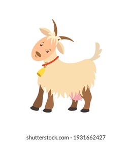 Vector illustration cartoon goat isolated on white. Farm animal
