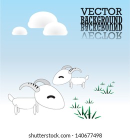 Vector illustration of cartoon goat with place for text