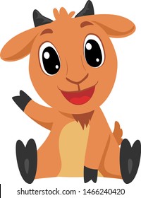Vector Illustration of Cartoon Goat in sitting position