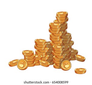 Vector illustration with cartoon gold coins.