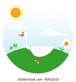 Vector illustration of cartoon goose