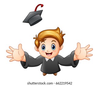 Vector illustration of Cartoon graduation boy