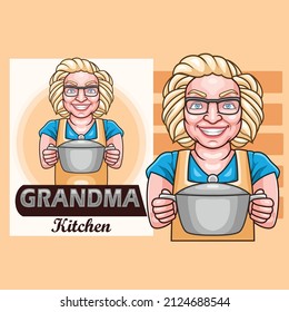 Ilustración vectorial de la cocina de la abuela de la caricatura	