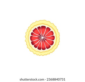 Vector illustration of a cartoon grapefruit in a cut