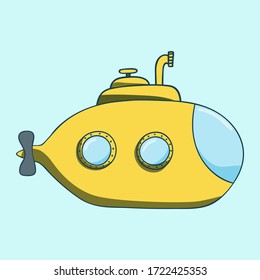 vector illustration cartoon graphic icon of  submarine diving element yellow