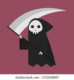 vector illustration cartoon graphic icon of cute grim reaper mascot