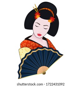 vector illustration cartoon graphic icon of japanese geisha beauty