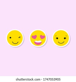 vector illustration cartoon graphic icon of smile set expression yellow funny