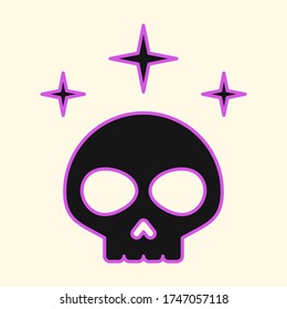 vector illustration cartoon graphic icon of gothic skull esoteric