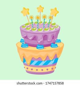 vector illustration cartoon graphic icon of birthday cake