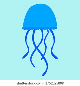 vector illustration cartoon graphic icon of blue jellyfish
