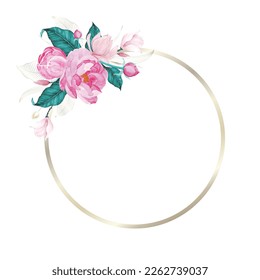 vector illustration cartoon graphic icon of watercolor floral frame wedding monogram