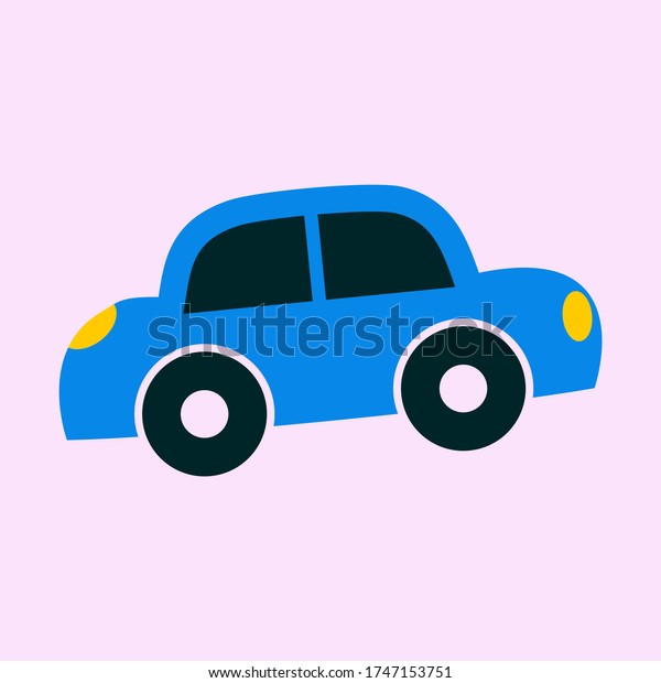 vector illustration cartoon graphic icon of blue car\
for kid