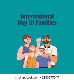 vector illustration of cartoon graphics of people, family, text. top view, perfect for backdrops, social media and commemorating international family day