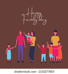 vector illustration of cartoon graphics of people, family, text. top view, perfect for backdrops, social media and commemorating international family day