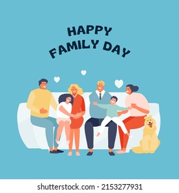 vector illustration of cartoon graphics of people, family, text. top view, perfect for backdrops, social media and commemorating international family day